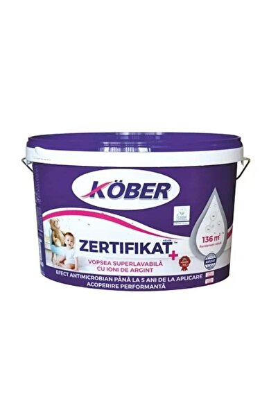 Kober Vopsea lavabilă pentru interior, certificată cu ioni de argint, 3L, alb...