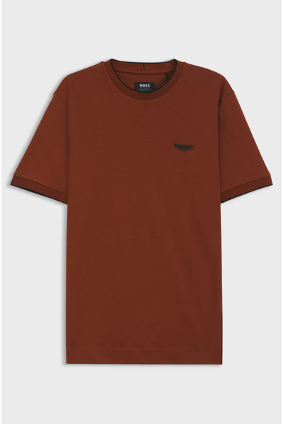 BOSS Erkek Kısa Kol Pamuklu Regular Fit Bordo T-Shirt