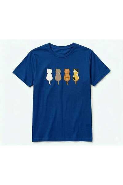 KOZİA OUTDOORS Γυναικεία ανδρική μπλούζα unisex με 4 χαριτωμένα γάτακα στάμπα...
