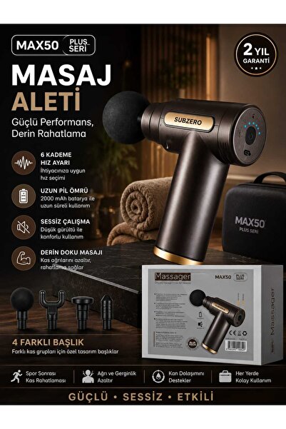 Subzero MAX50 PLUS SERİ DERİN DOKU MASAJ ALETİ 6 KADEME HIZ AYARLI 2000 mAh Ş...