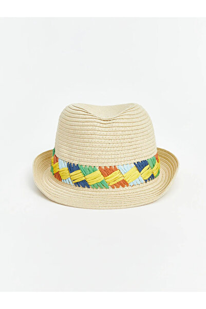 LC Waikiki Beige Color Blocked Baby Boy Straw Hat