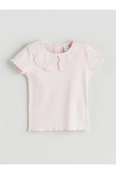 LC Waikiki Rosa Babybluse mit besticktem Kragen für Mädchen
