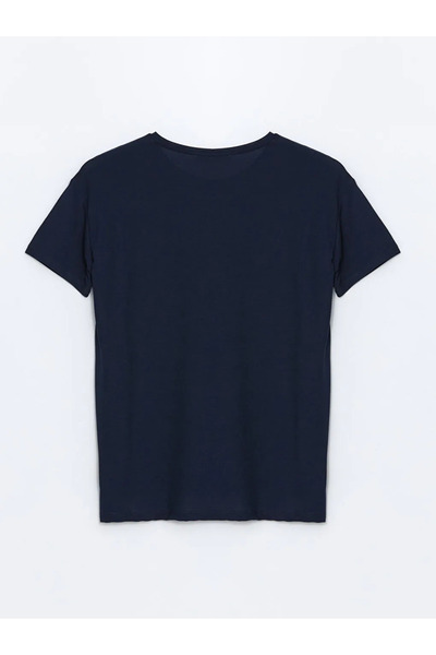 LC Waikiki Navy Blue Crew Neck Floral Women's T-Shirt