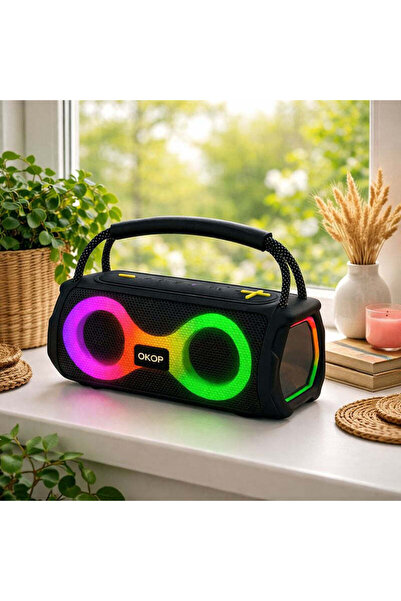 Vivendo Boxa Portabila Bluetooth OKOP KP-812 cu iluminare LED RGB si Maner