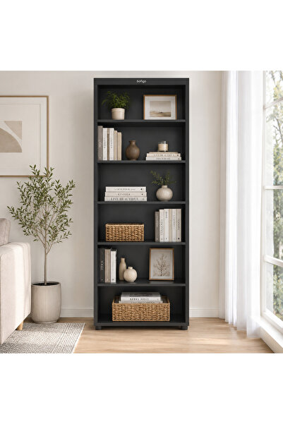 Vivendo Biblioteca Decorativa Inalta cu 6 Rafturi, PAL E1, Sistem Minifix, 56...