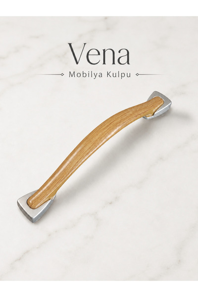 Mas Kulp Vena 96mm Ahşap Görünümlü Plastik Modern Mobilya Kulpu (Vida Dahil)
