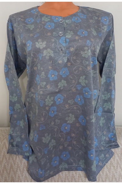 Anne Er Clothing Paper Print Combed Cotton Blouse Long-Sleeve 3 Buttons Print