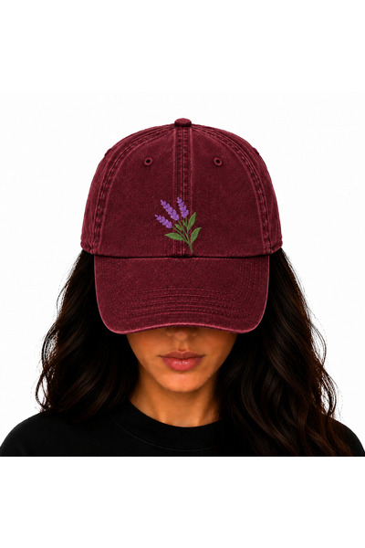 WeavedCo Embroidered Washable Vintage Hat (Lavender Flower Colored Embroidery...
