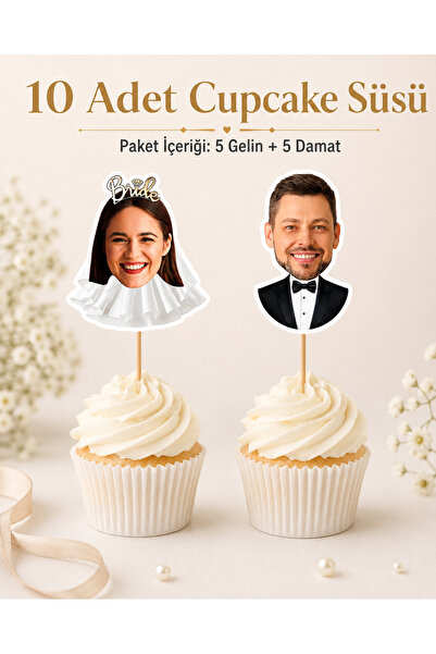 Bekarlığa Veda Partisi Bride To Be Kişiye Özel Fotoğraflı Parti Kürdan Pasta Süsü 10 adet 5 gelin 5 damat pinterest