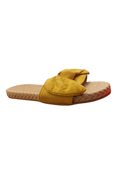 OEM Papuci de dama cu funda, Galben mustar, marime 37