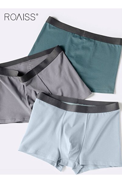 ROAISS Men 3 Pack Underwear Set, Soft Stretchy Trunk Briefs, Solid Lounge Sho...