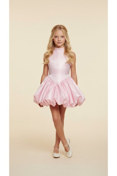 NAGİHANBİLGİN Pink Balloon Skirted Girl's Evening Dress