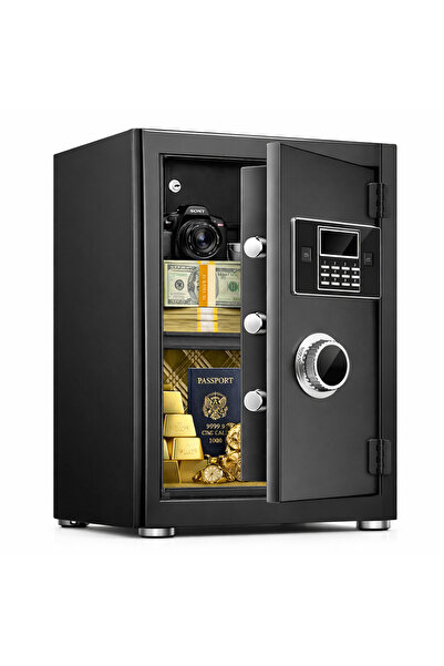 HI-FINE (ic21)Fireproof Anti-Drill Home Safe Box Digital Password Key Dual Un...