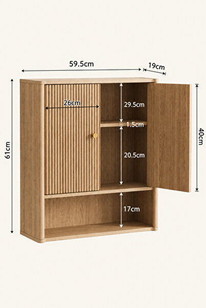 Yanara Natural Oak Bathroom Wall Cabinet, Over-Toilet Storage with Adjustable...