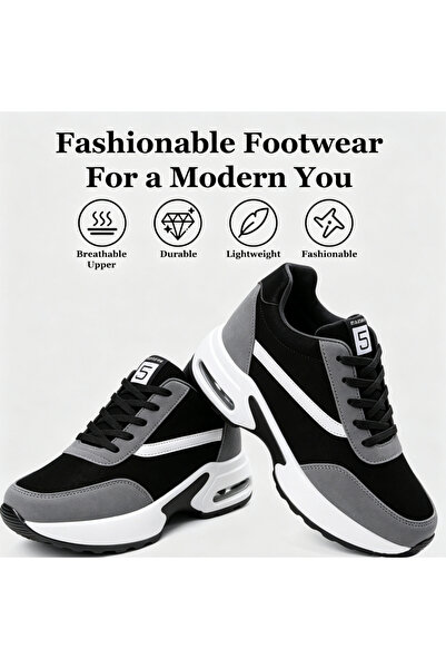 SOSENFER Women's Fashion Thick Sole Height Increasing Grey Outdoor Leisure Sp...