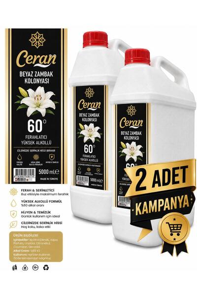 CERAN KOLONYA BEYAZ ZAMBAK KOLONYASI 5 LİTRE 2 ADET ÜRÜNÜ