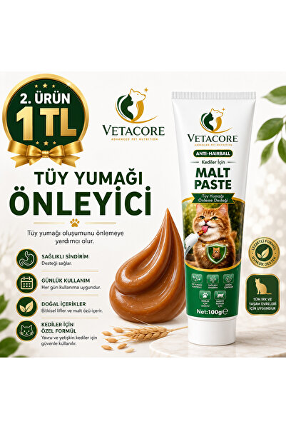 vetacore Tüy Dökme Engelleyici,Kusma ve Tüy Yumağı Engelleyici Sindirim Düzen...