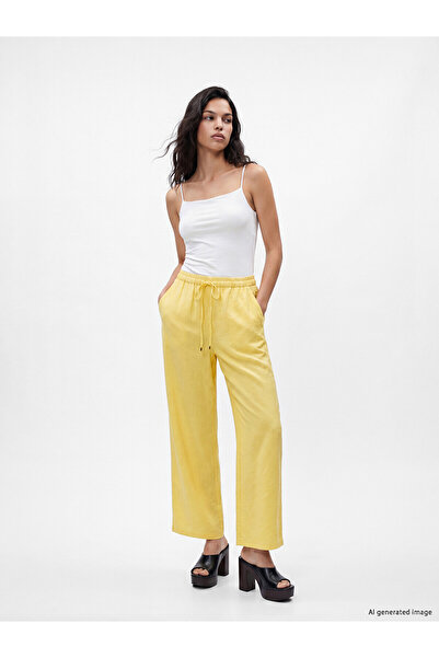 LC Waikiki Nevavm Women's Modal Blend Pants with Elastic Waist and Contrast D...