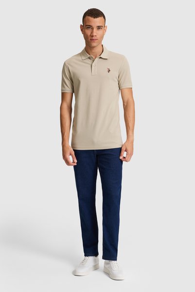 U.S. Polo Assn. Tricou de bază pentru bărbați, kaki deschis, cu croială normală și guler polo 50326972-VR183