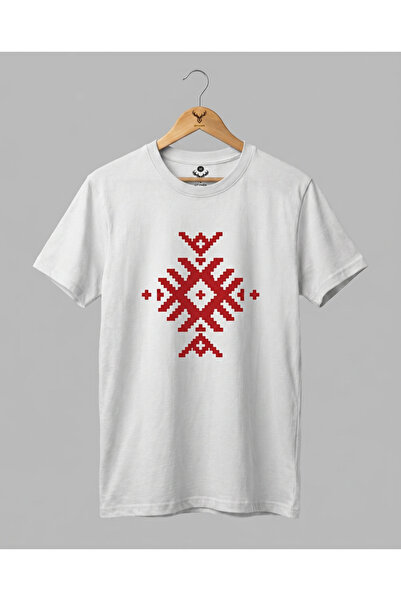 Geleneksel Türk Motifi Baskılı Unisex Tişört | Etnik Desen Temalı T-Shirt