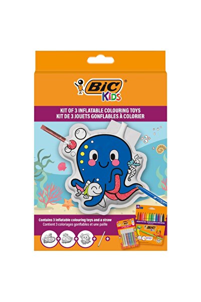 Bic Set 3 jucarii gonflabile cu 12 markere colorate si 6 tuburi cu lipici,