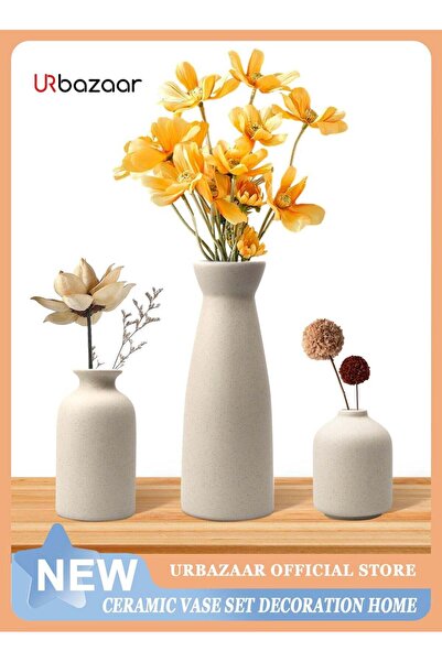 URbazaar مجموعة من 3 مزهريات سيراميك صغيرة للديكور، ديكور منزلي عصري، مزهريات...