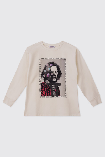 Panço Girl's Ecru Sweatshirt