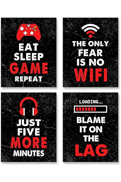 ESSESORIES Video Game Gaming Poster Wall Art Set of 4 Room Decor Self Adhesive