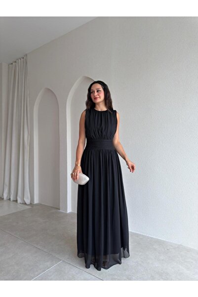 Mooi Butik Ti̇ago Maxi Dress 3706 - Black