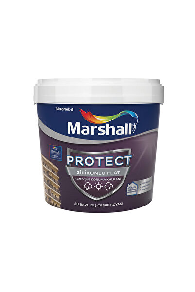 Marshall Protect Silikonlu Flat BW Baz Beyaz Dış Cephe Boyası 15 L