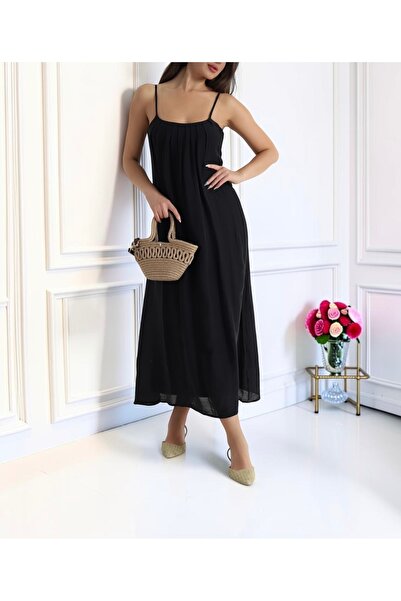 Fleurs Chic Tencel Kumaş Astarlı Salaş Elbise