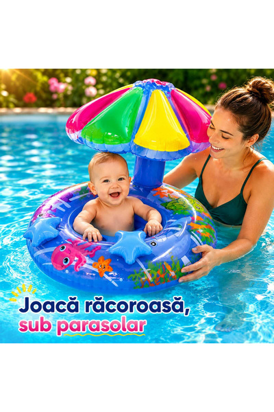 MC Micostore Colac de Inot Bebelusi cu Umbreluta, Sustinere Tip Chilotel, PVC...