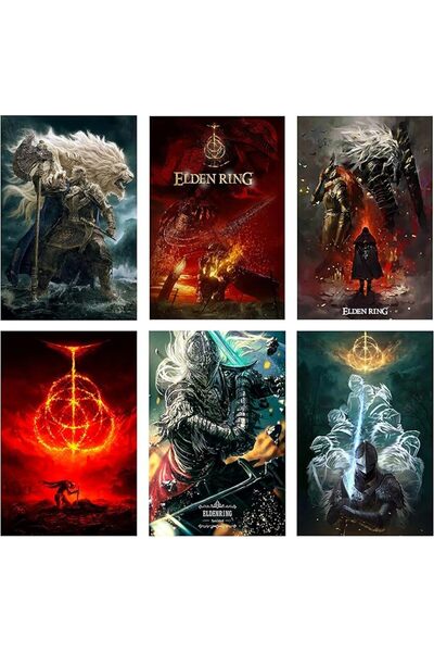 ESSESORIES Sc&mk Elden Ring Game Game Fans Gaming Poster Wall Art Set of 6 Ro...