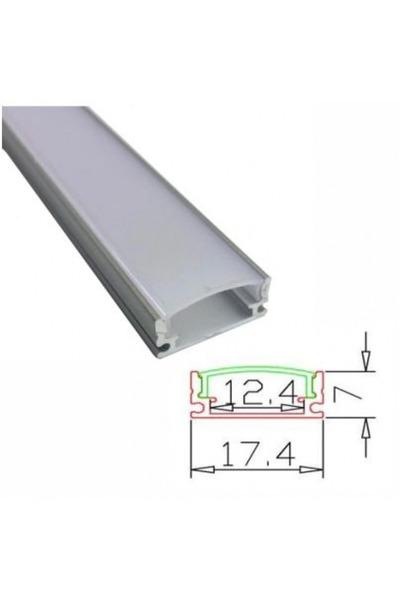 DELIGHT Profil Aluminiu 1m Usor Convex 17.4x7/12.4mm, Dl66922, 1 Buc