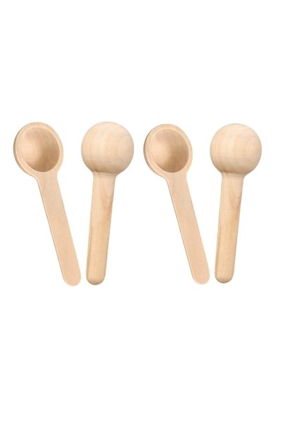 kamptek kamp teknolojisi Kamptek Wooden Mini Round Spice Spoon Set - Natural Handmade Precision Measuring Salt Coffee Jar Spoon