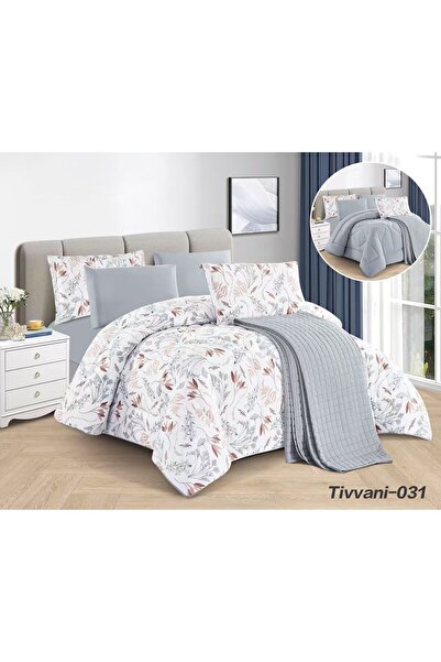 Asia Nefren Quilted 7 Piece Comforter Set |   Two-Sided Quilted -Compressed- ...