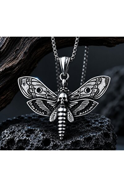 voyageaccessory Stainless Steel Skull Detailed Acherontia Lachesis Butterfly ...