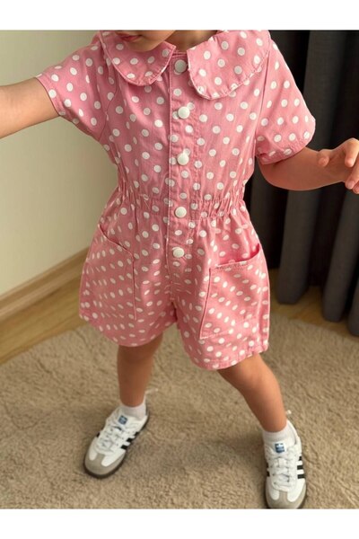erayalpkids Polka Dot Girls' Jumpsuit Jean Fabric