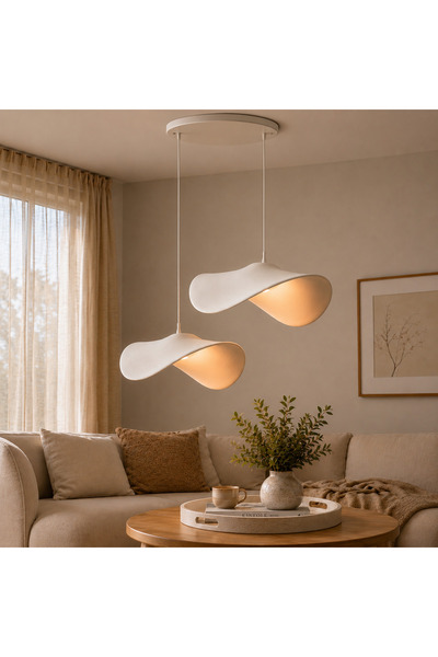 BetonEvim İkili modern tasarım luna 40 cm sarkıt avize dokulu bohem iskandinav
