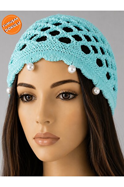 MyHubi Women's Mesh Knit Summer Perforated Knitwear Hair Bandana Beach Matching