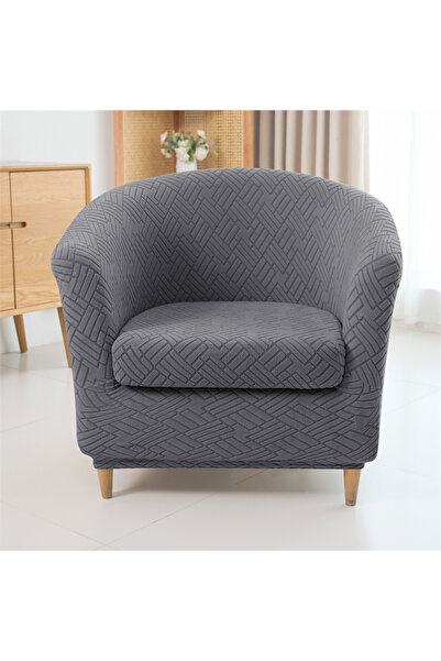 Choice A5 Dark grey 2pcs/set Jacquard Club Tub Chair Cover with Cushion Cover...