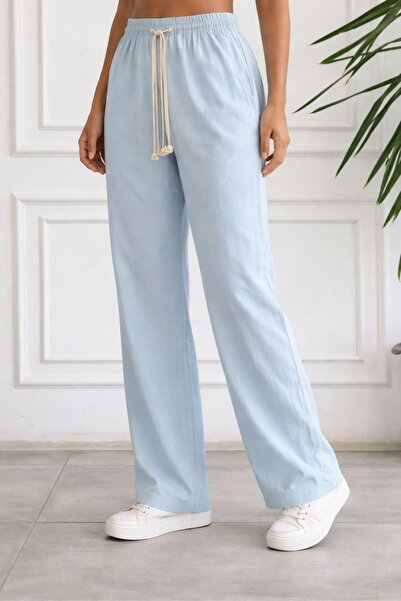 yb yağmur butik Elastic Waist Linen Trousers