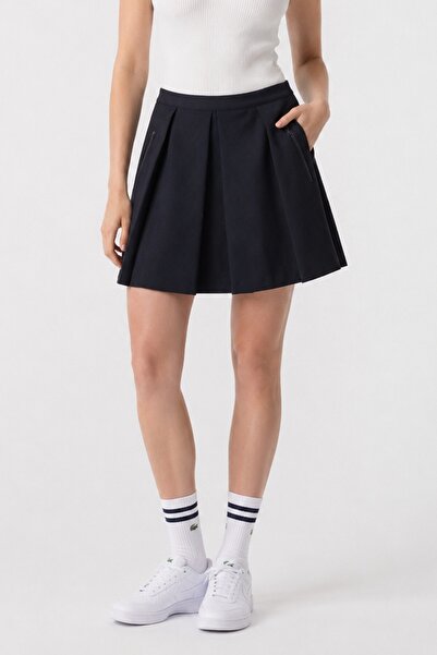 Lacoste Fustă de damă slim fit, cu șliț, din denim, albastru închis