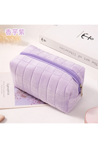 choice2 purple New cute plush cosmetic bag, travel skin care product storage ...