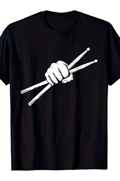 NOURAM تي شيرت Drumstick Drummer - Kit Drum Gift، ذو رقبة دائرية، مقاس عادي، ...