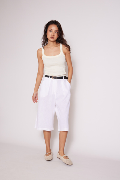 Nisan Linen Mixed Bermuda Ecru
