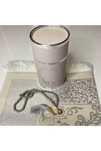LAND SCARF Prayery Mat and Pearl Tesbih Set in Cylinder Box