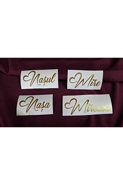 Divart Studio Set 4 Stickere Autocolante pentru Pahare Nuntă - "Mire, Mireasă...