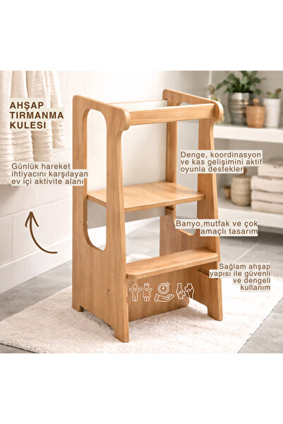 Asrimo mobilya STEPUP ÇALIŞMA MASASI OLABİLEN MONTESSORİ TIRMANMA KULESİ