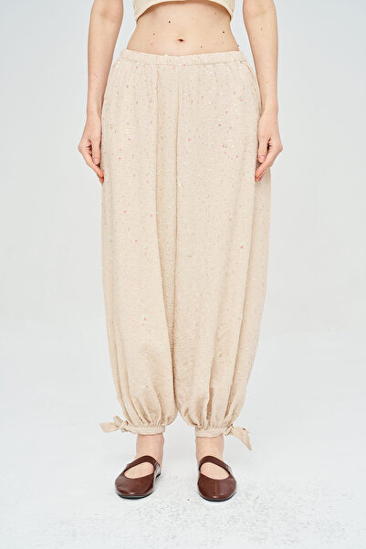 Orfeo Negro Women's Tie-Cuff Sequin Embroidered Shalwar Trousers